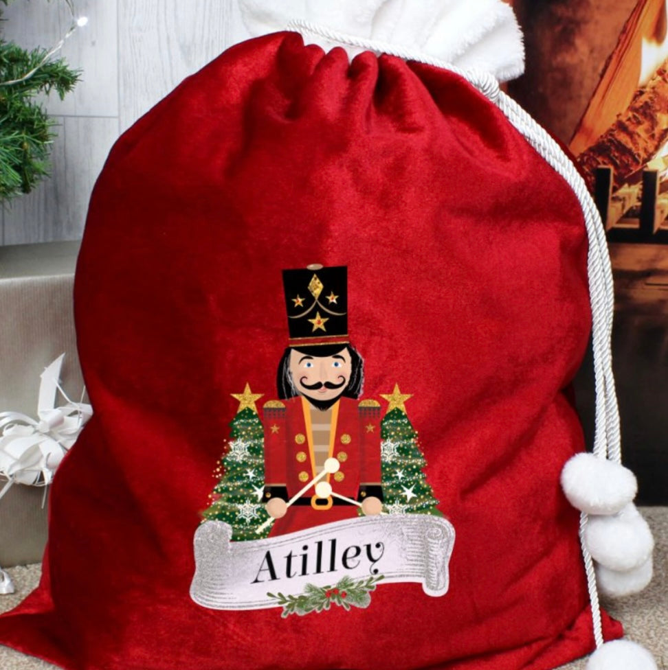 Personalised Christmas Nutcracker Red Sack
