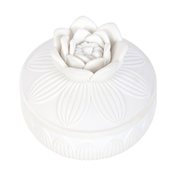 White Lotus Flower Trinket Box