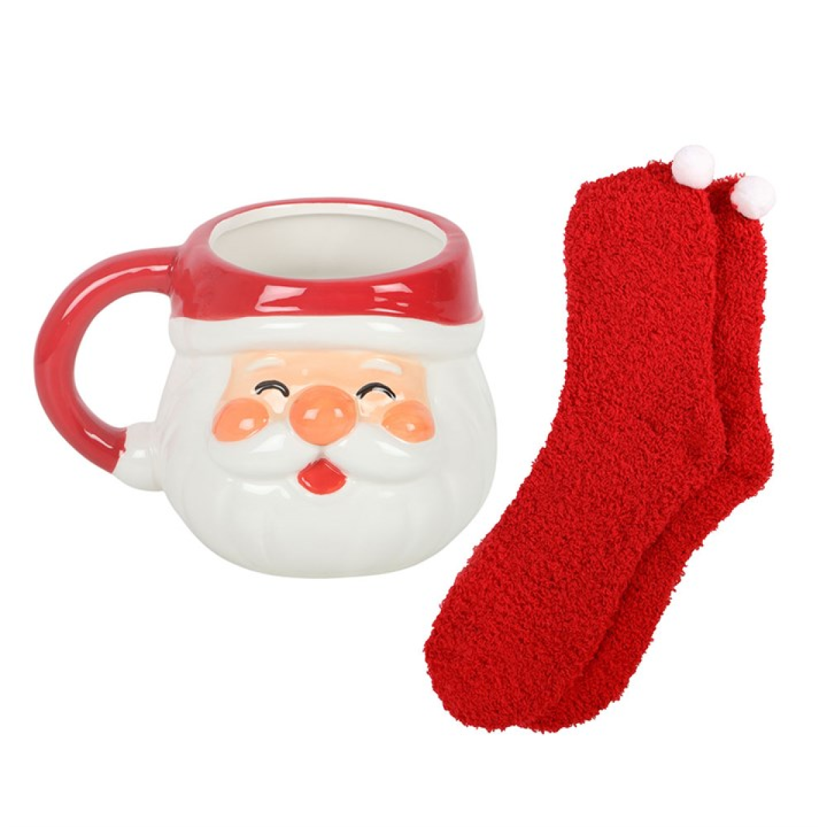 Jolly Santa Christmas Mug and Socks Set - Mug