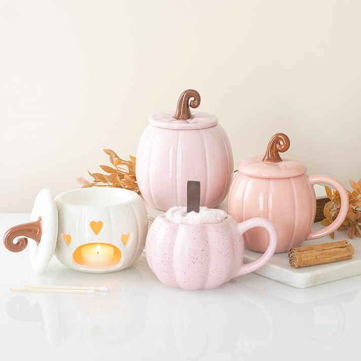 Pink Curly Pumpkin Lidded Mug