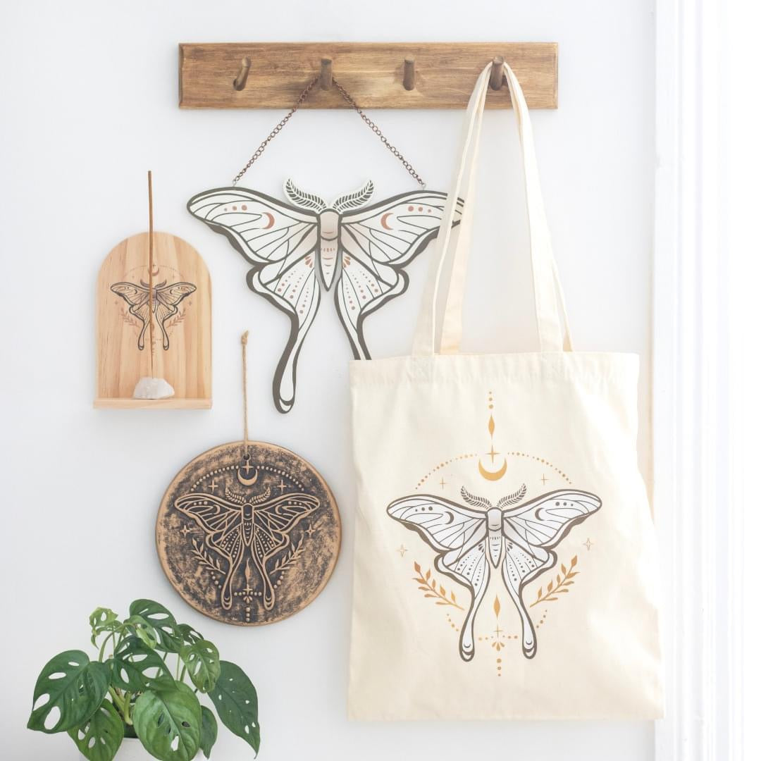 Light Luna Moth Polycotton Tote Bag
