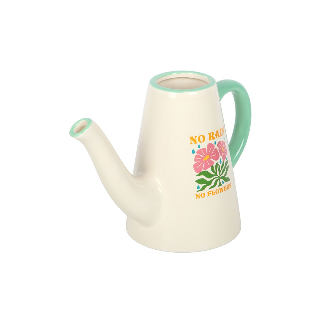 No Rain, No Flowers Ceramic Watering Can and Vase | Plant Lover Gift
