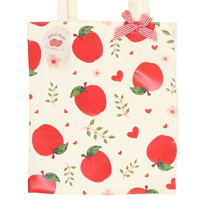 Apple Print Polycotton Tote Bag Thank You Teacher Gift