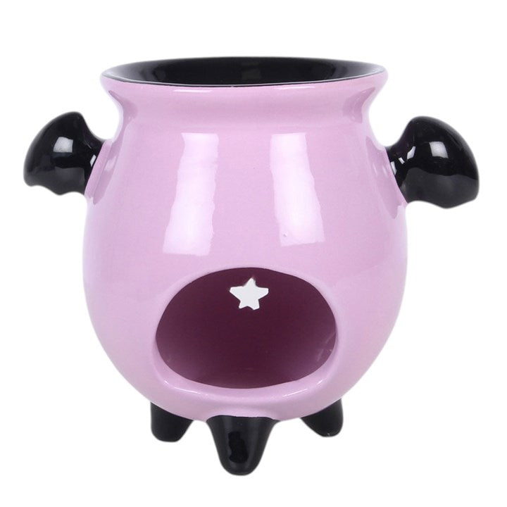 Pastel Bat Brew Cauldron Oil Burner | Witchy Home Fragrance & Spooky-Cute Decor Gift
