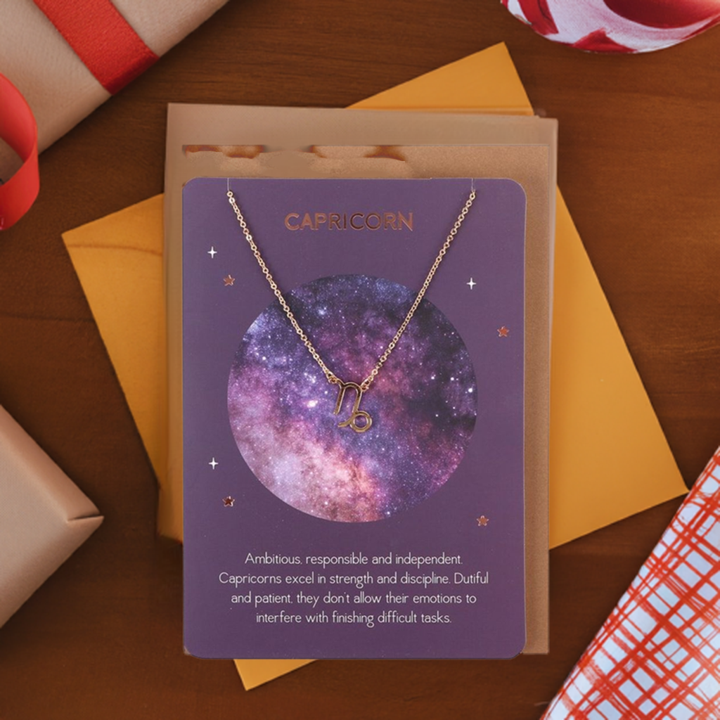 Capricorn Zodiac Necklace Card