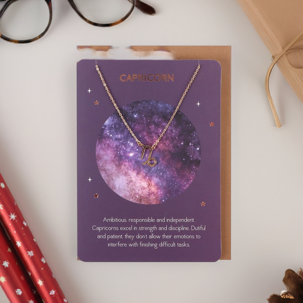 Capricorn Zodiac Necklace Card