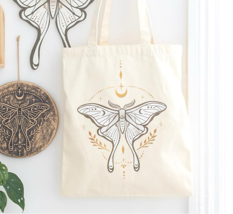 Light Luna Moth Polycotton Tote Bag