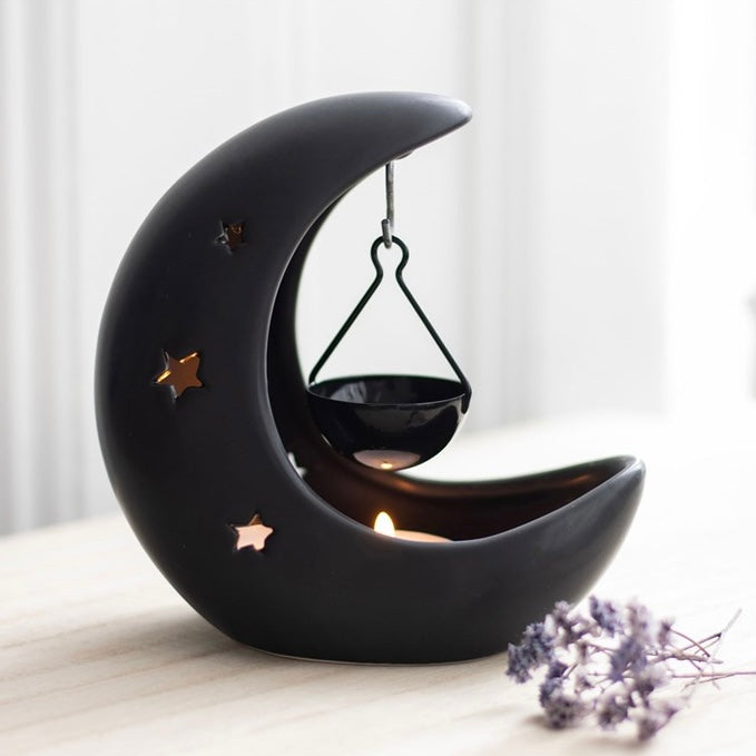 Black Crescent Moon Hanging Oil Burner