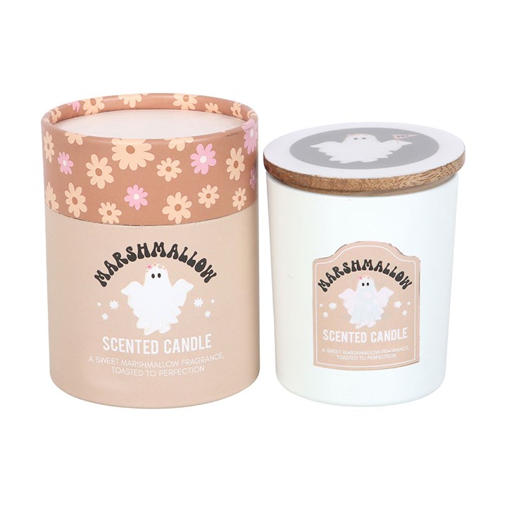 Ghost Toasted Marshmallow Candle – Halloween Scented Glass Jar with Gift Box