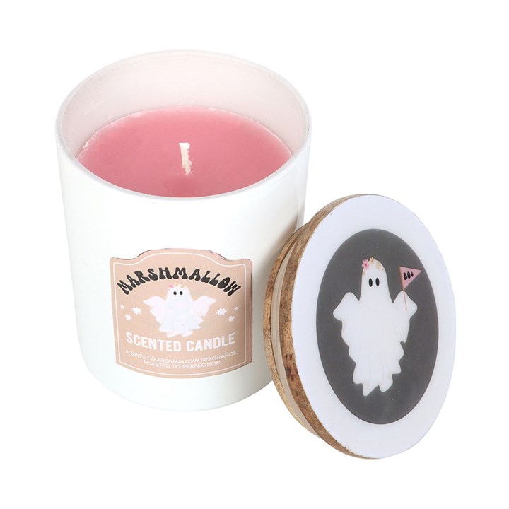 Ghost Toasted Marshmallow Candle – Halloween Scented Glass Jar with Gift Box
