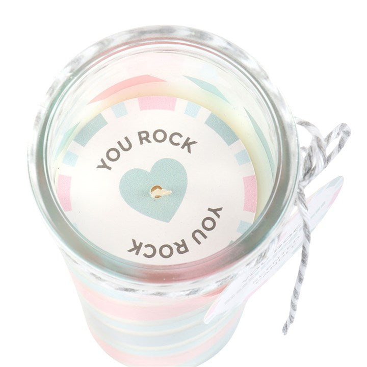 Candy Stripe Bubblegum Tube Candle | "You Rock" Swing Tag | 55-Hour Burn | Novelty Gift