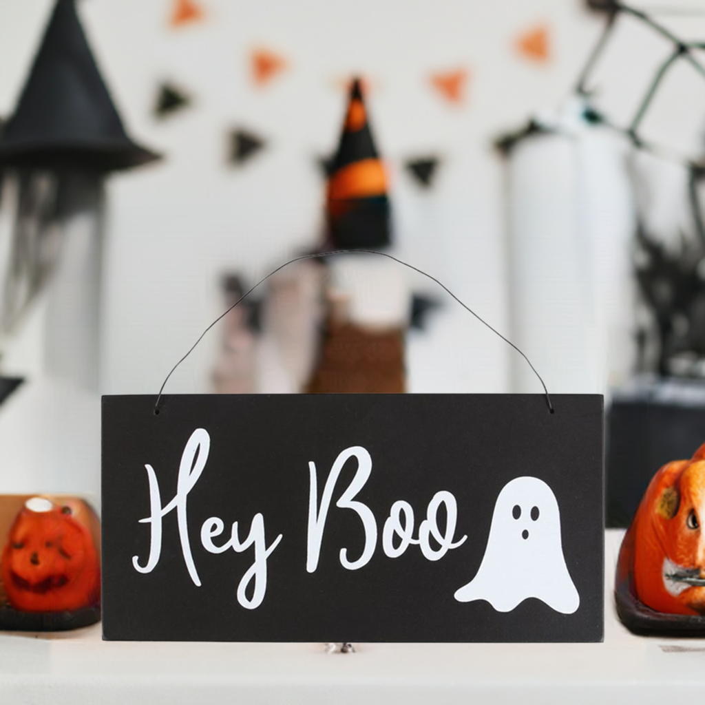 Hey Boo Hanging Halloween Sign