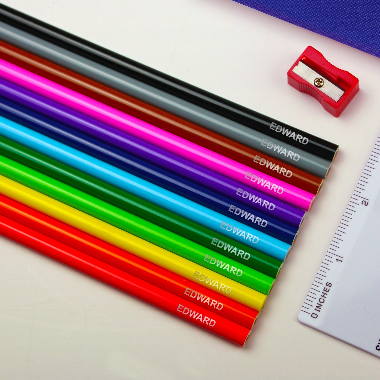 Blue Dinosaur Pencil Case with Personalised Pencils