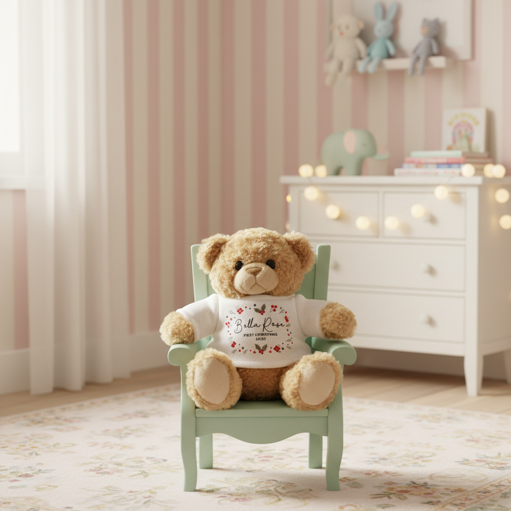Personalised Christmas Teddy Bear with T-Shirt | Custom Name & Message Gift