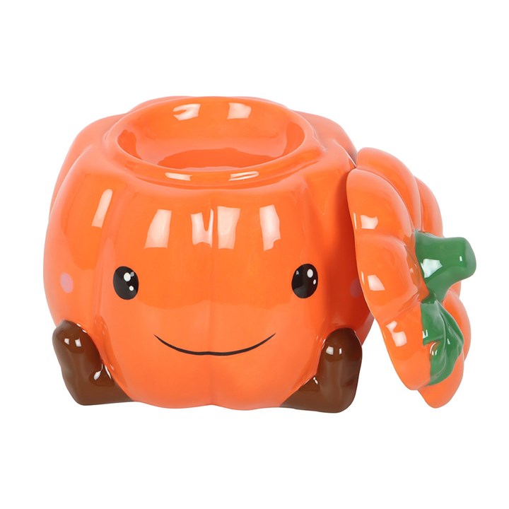Cute Smiling Pumpkin Oil & Wax Burner – Halloween Ceramic Wax Warmer