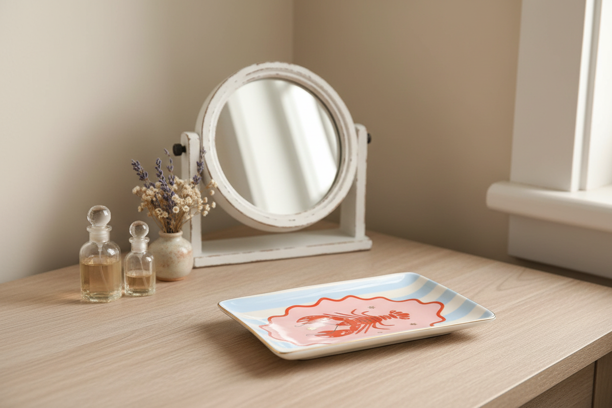 Striped Lobster Trinket Dish | Coastal Ceramic Ring & Jewellery Dish | Seaside Gift
