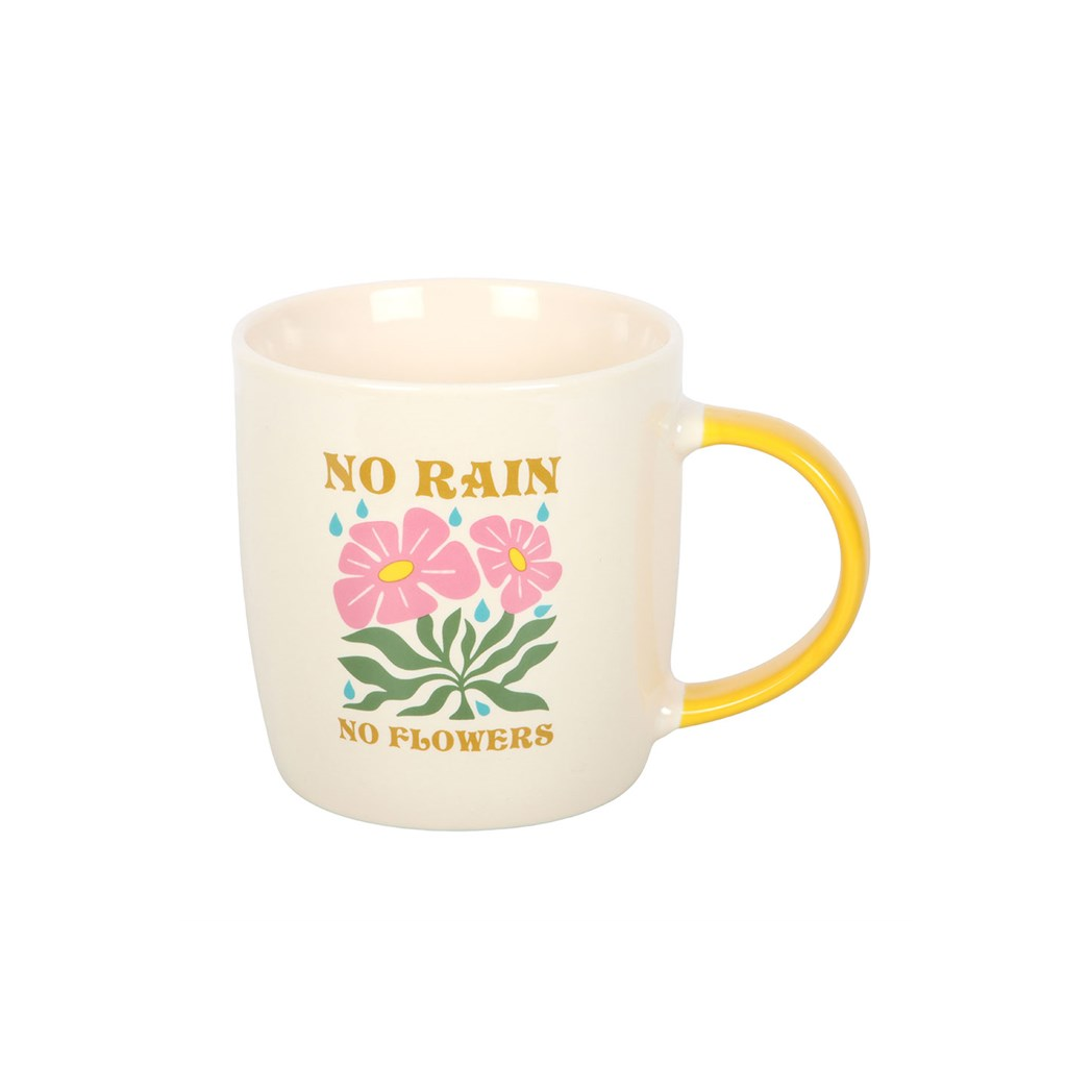 No Rain, No Flowers Mug | Positive Quote Coffee Mug | Uplifting Gift