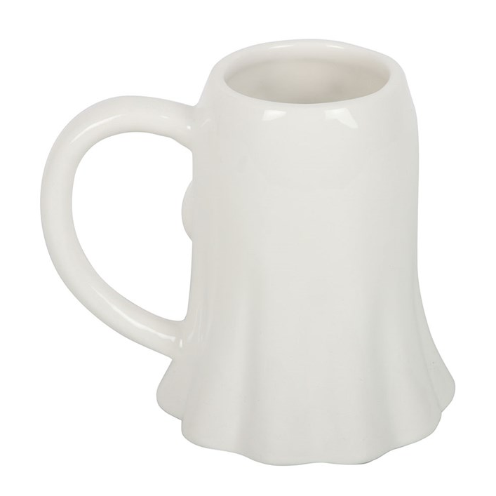 White ceramic ghost mug on a white background