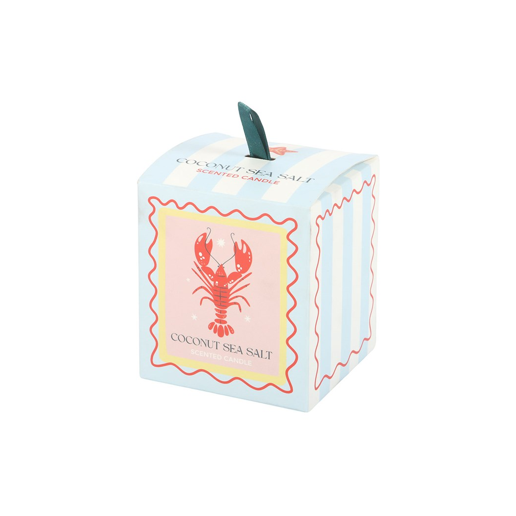 Pastel Lobster Coconut & Sea Salt Glass Candle | Coastal Scented Candle | 35hr