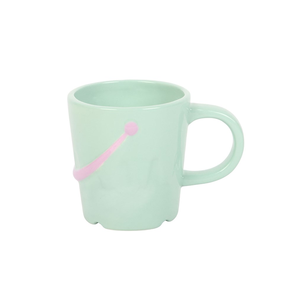 Pastel Bucket Mug with Spade Spoon | Novelty Coastal Ceramic Mug | 350ml
