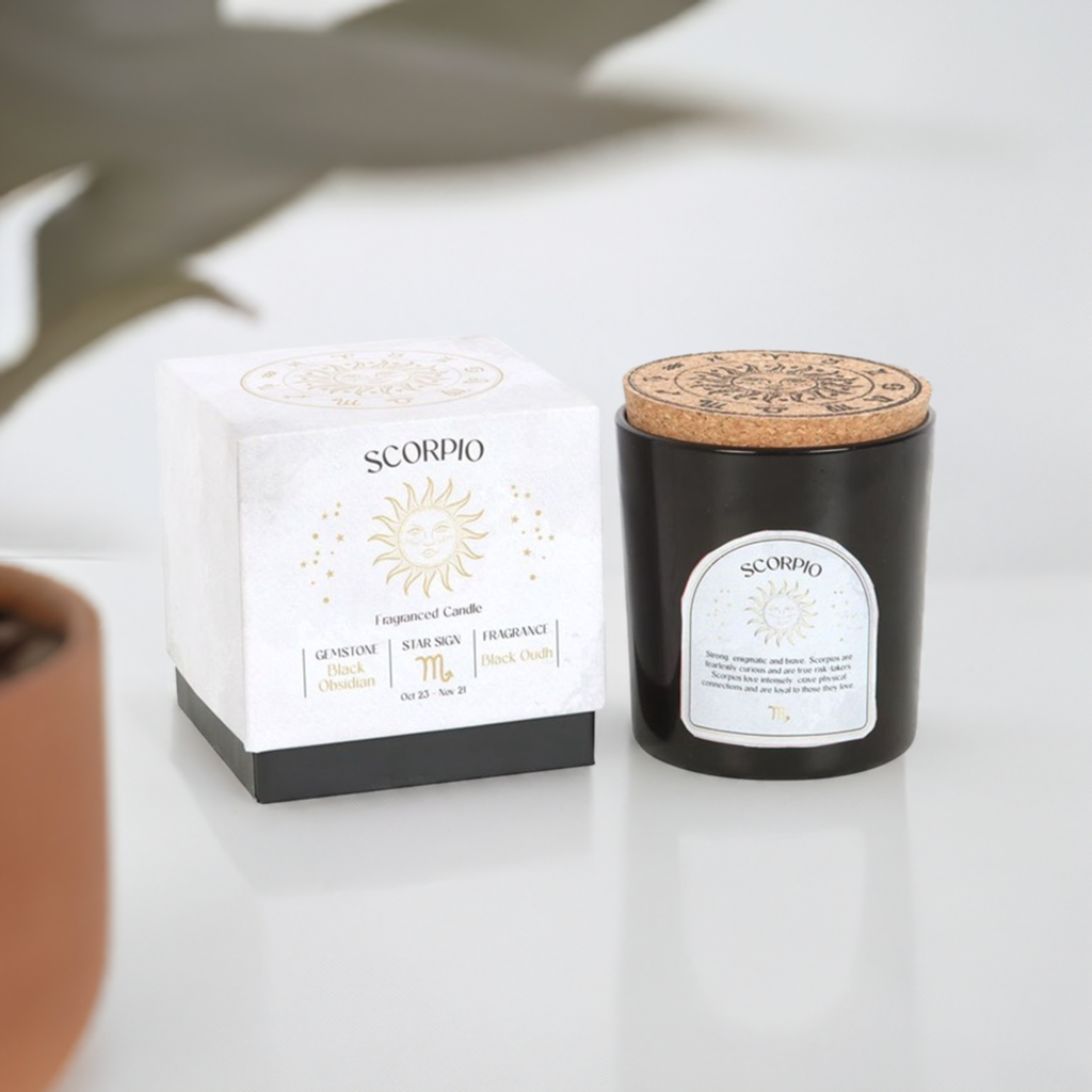 Scorpio Black Oudh Gemstone Zodiac Candle