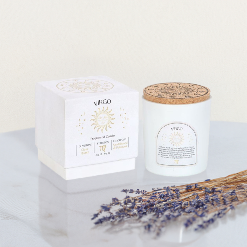 Virgo Sandalwood & Patchouli Gemstone Zodiac Candle