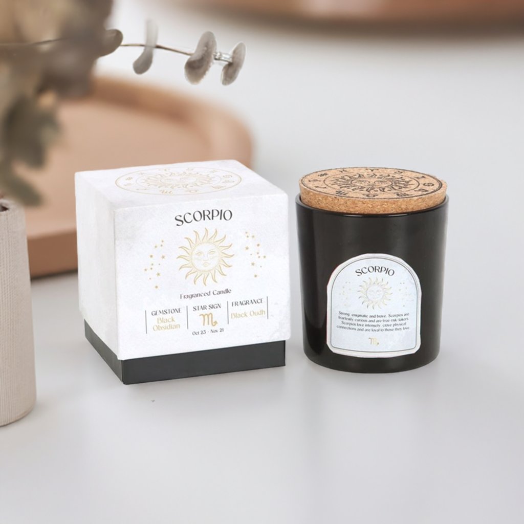 Scorpio Black Oudh Gemstone Zodiac Candle