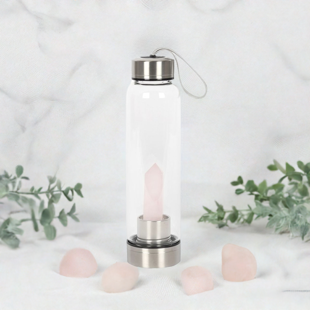 Rose Quartz Purifying Glass Water Bottle