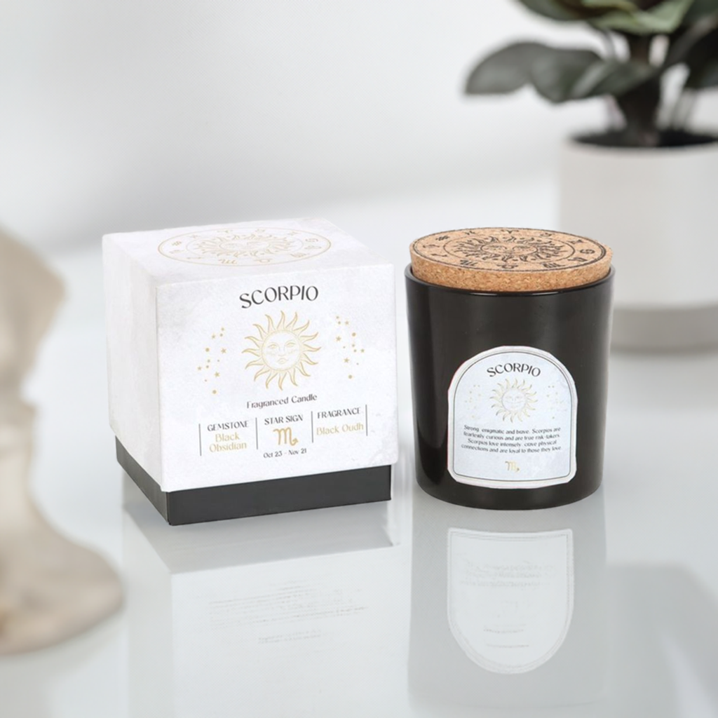 Scorpio Black Oudh Gemstone Zodiac Candle
