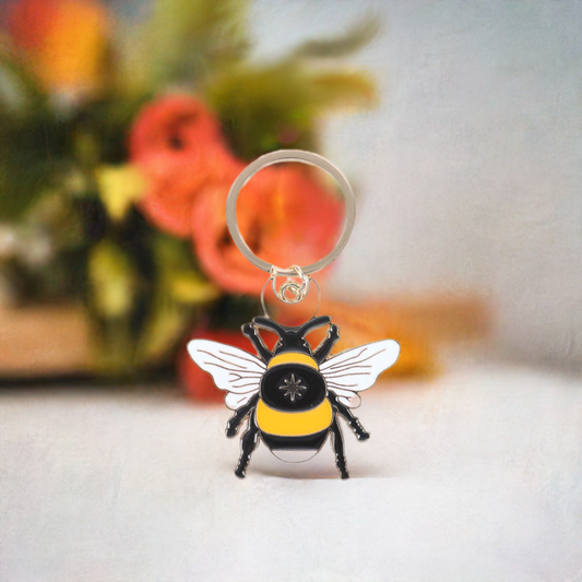 Forest Bee Enamel Keyring