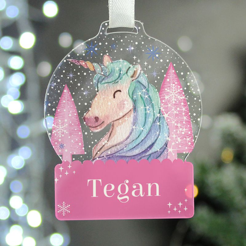 Personalised Unicorn Acrylic Snowglobe Decoration
