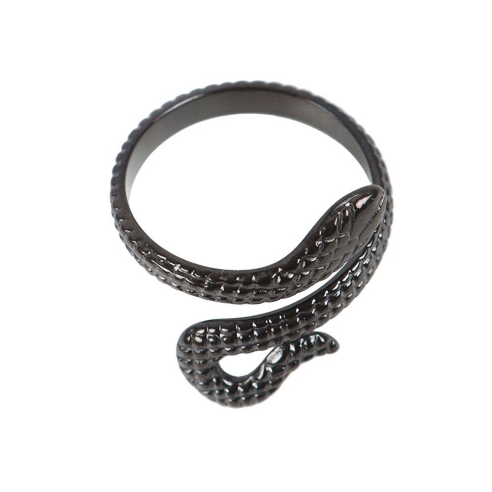 Black Snake Adjustable Ring – Gothic Serpent Jewellery