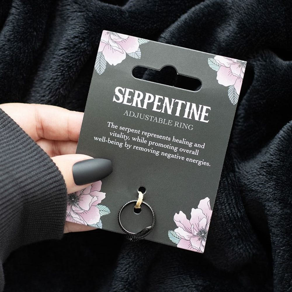 Black Snake Adjustable Ring – Gothic Serpent Jewellery