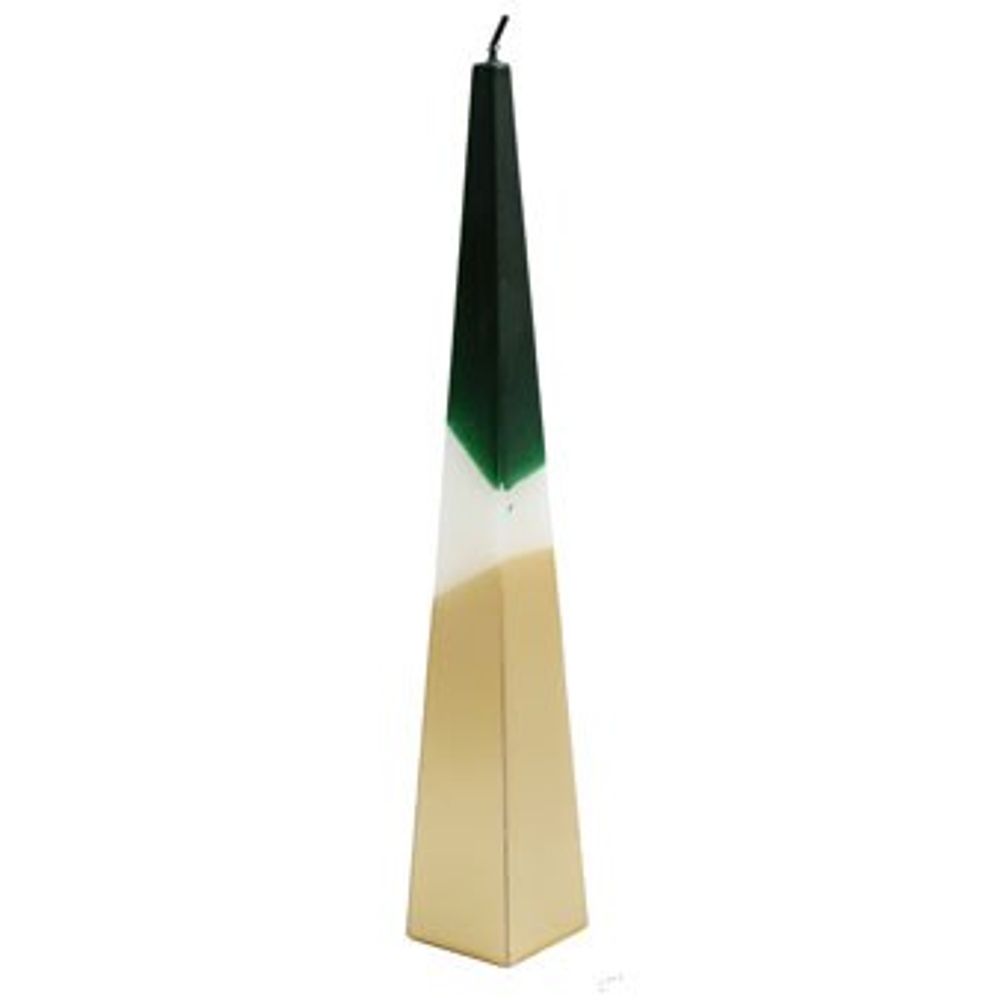 Large Green and Gold Pyramid Candle