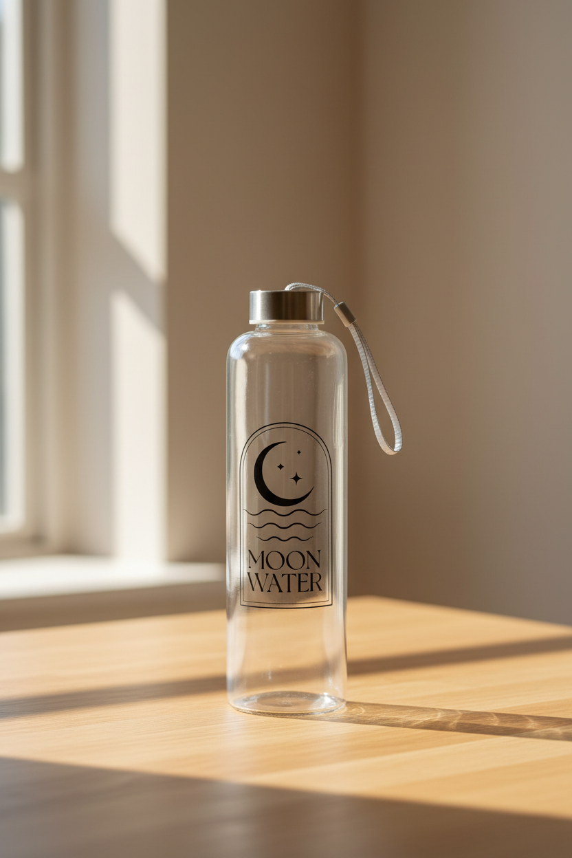 Moon Water Glass Water Bottle