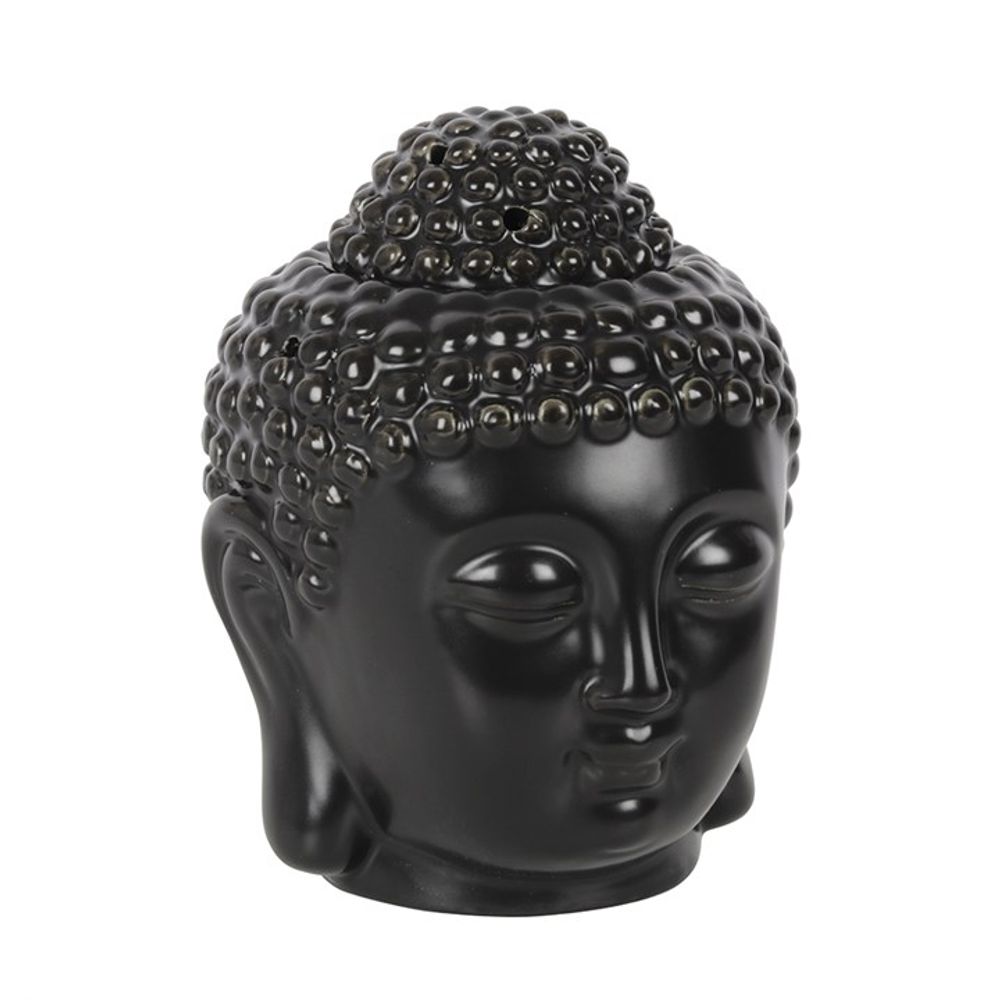 Matte Black Buddha Head Oil Burner & Wax Melt Warmer – Zen-Inspired Home Fragrance