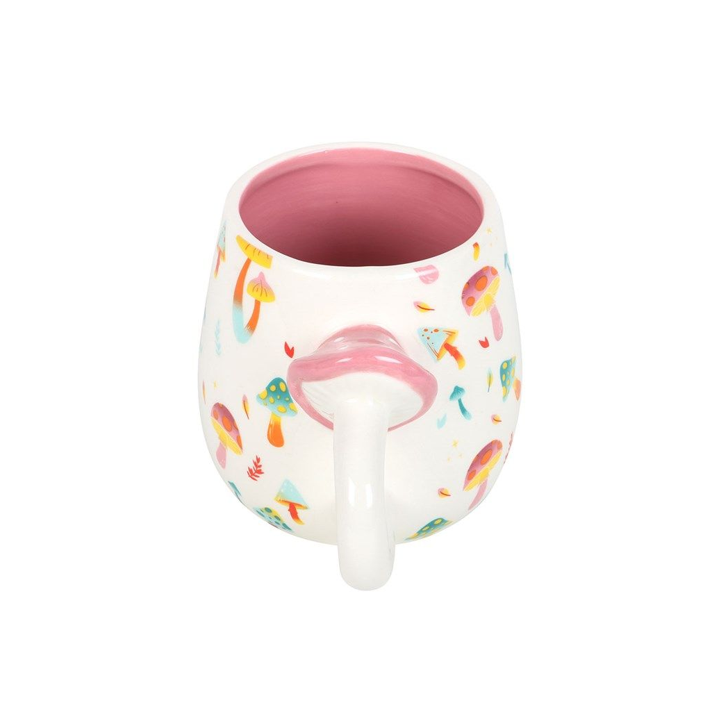 Funky Fungi Print Mug with Mushroom Handle