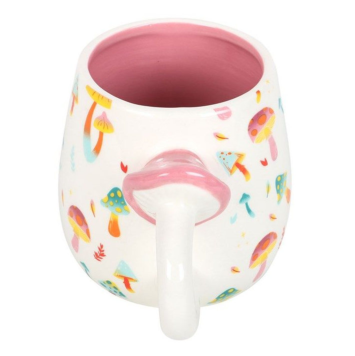 Funky Fungi Print Mug with Mushroom Handle