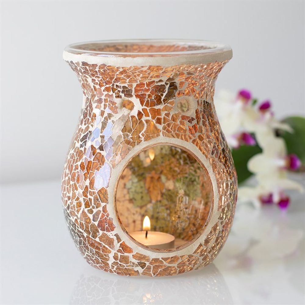 Large Brown Crackle Oil Wax Burner