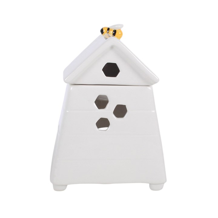 White Beehive Oil Burner and Wax Warmer with Bee