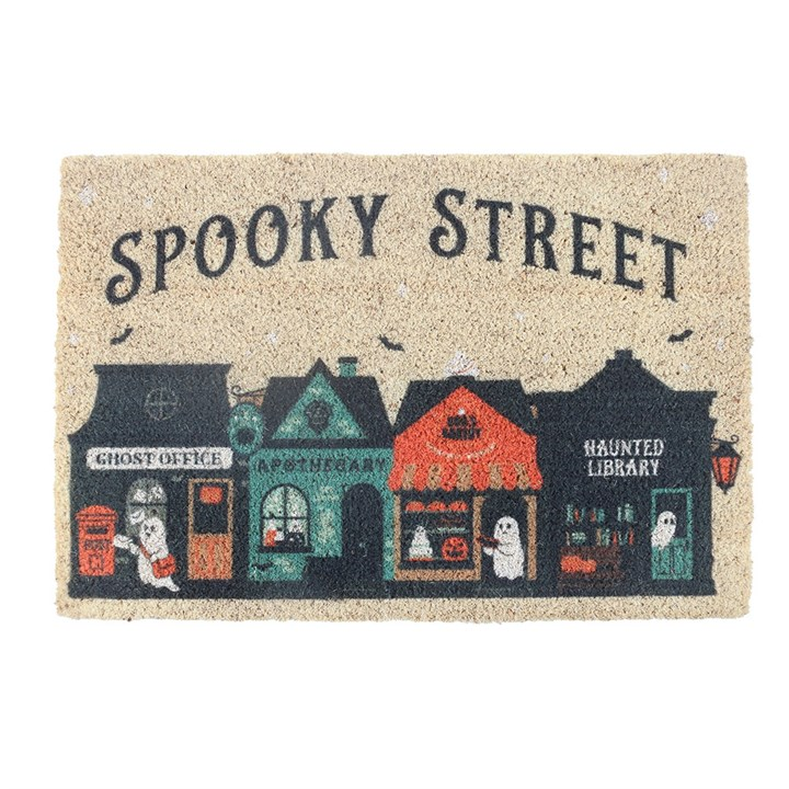 Natural Spooky Street Doormat | Halloween Coir Doormat & Haunted House Decor Gift