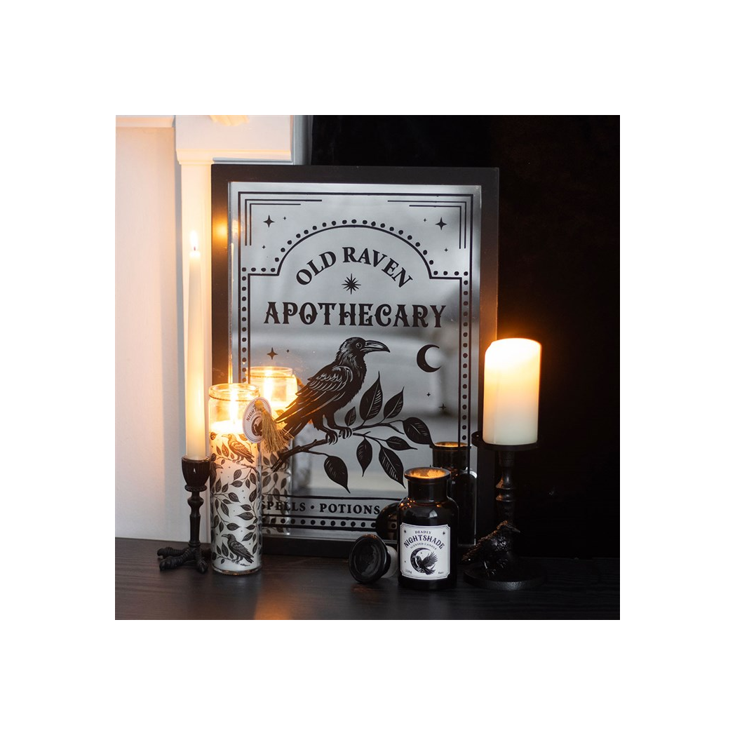 Old Raven Apothecary Mirrored Wall Art