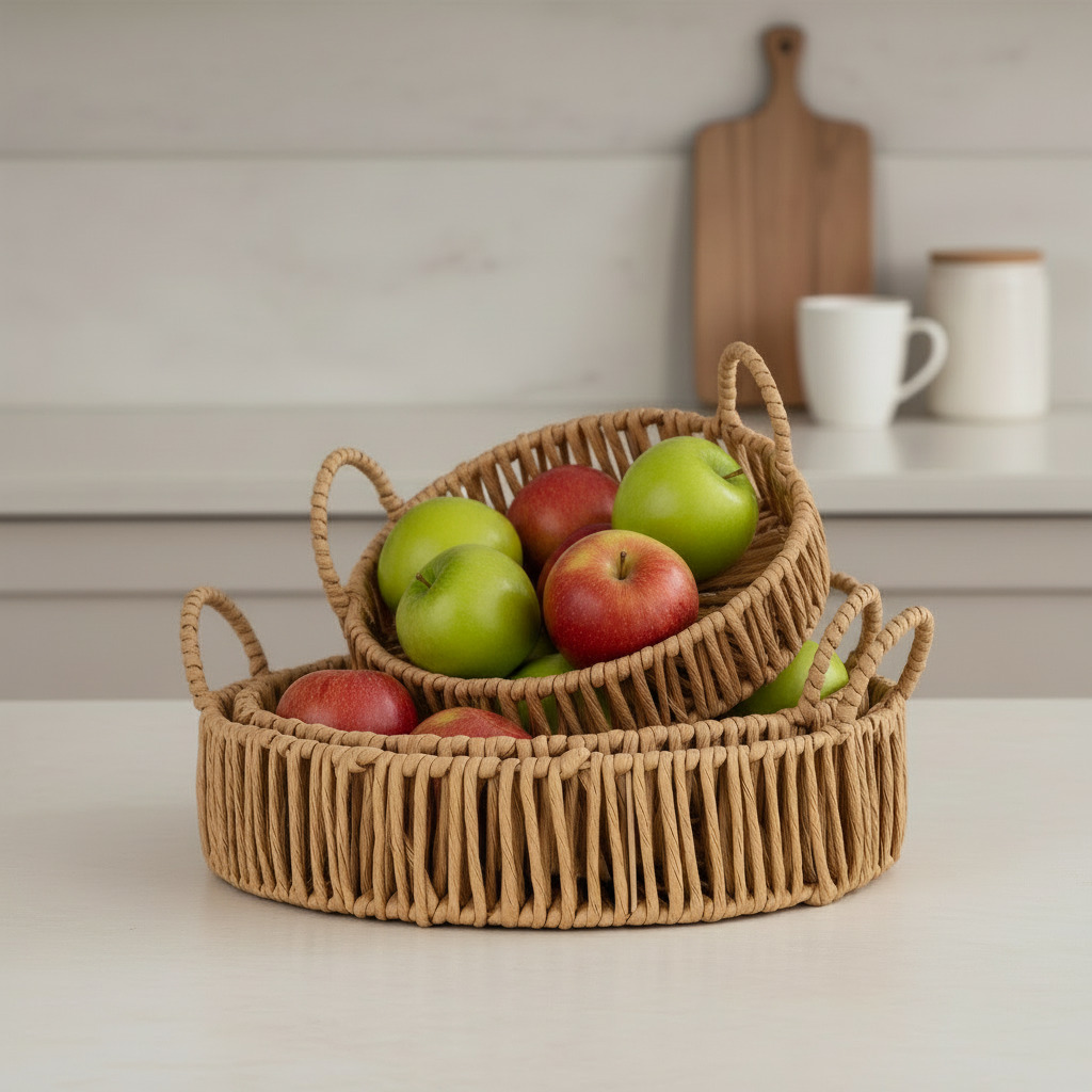 Large Loop Handle Set of 3 Round Trays