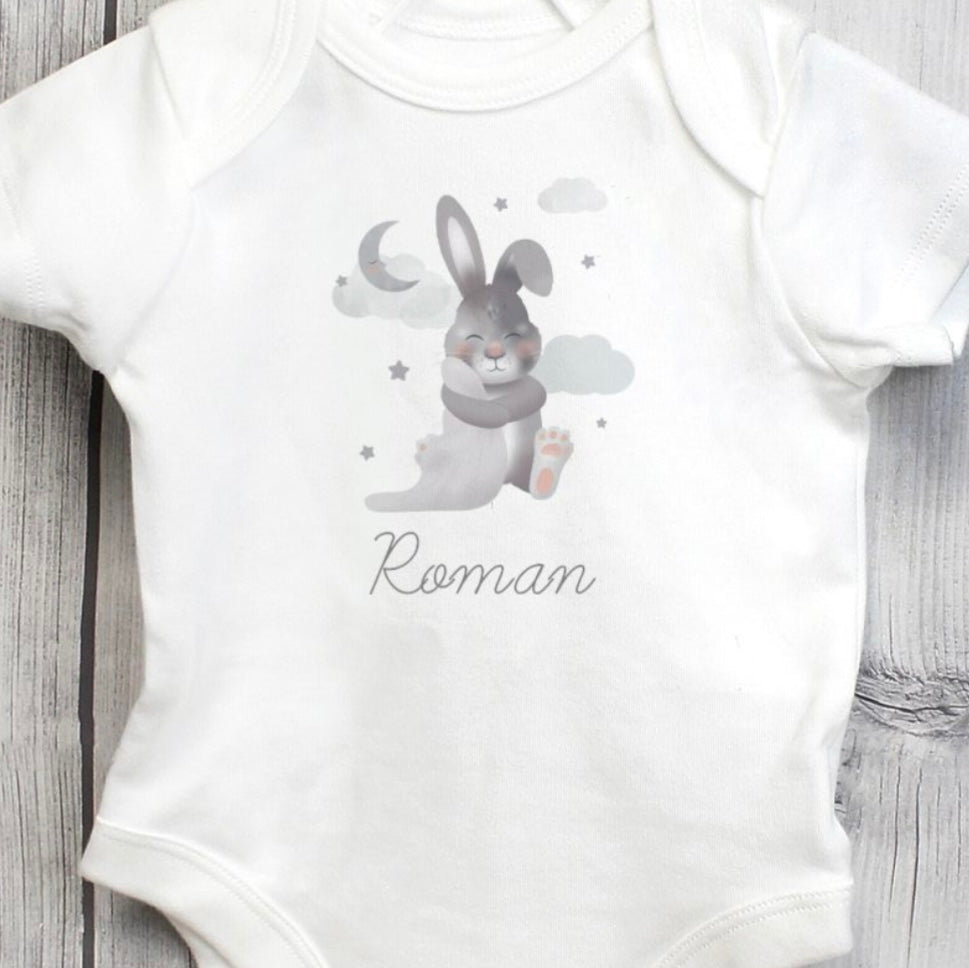 Personalised Bunny Baby Vest – Soft Cotton Newborn Gift In Size 0–3 Months