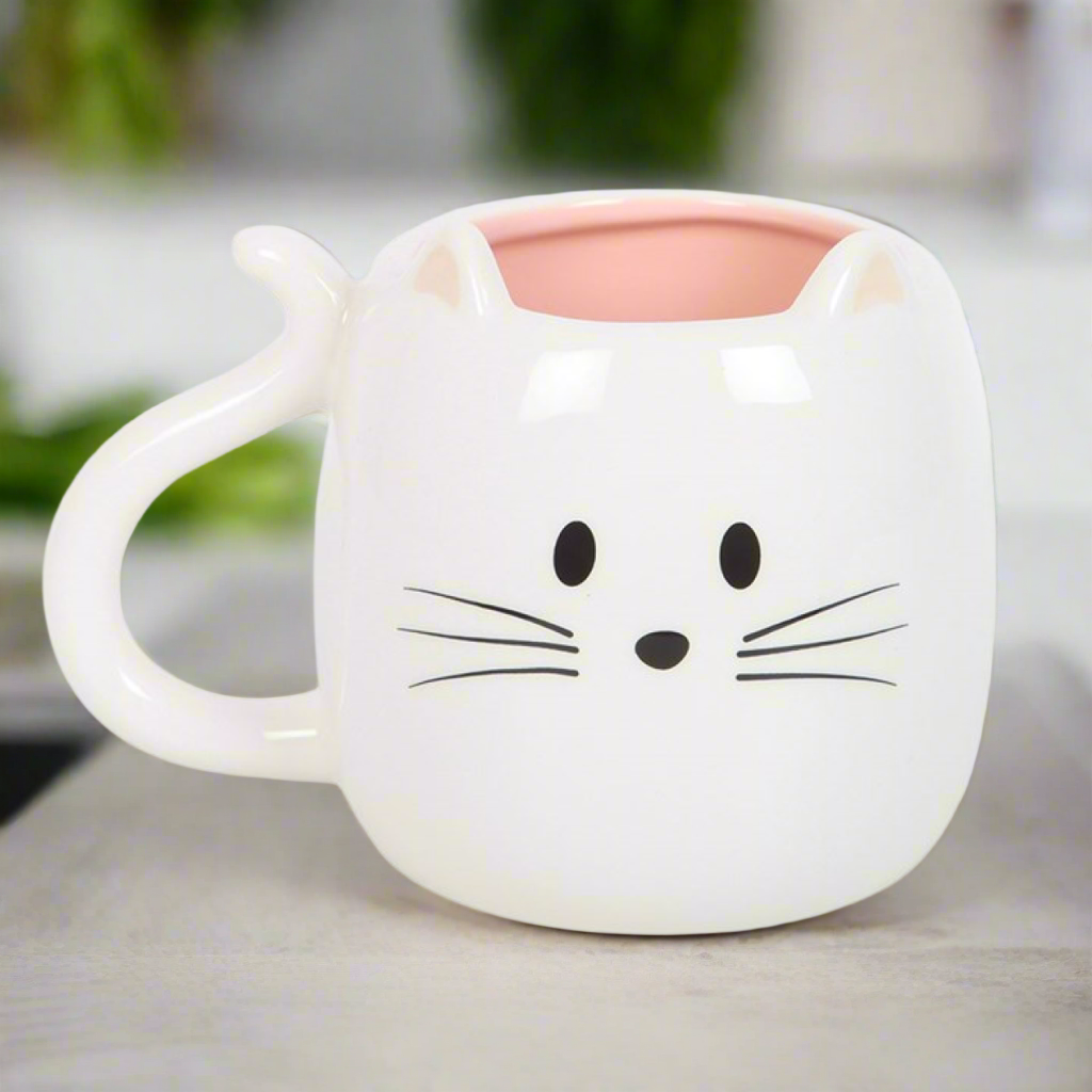White Cat Shaped Mug
