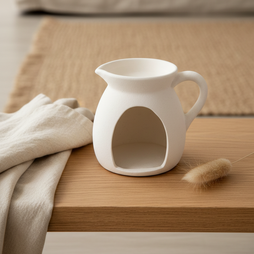 Jug Shaped Ceramic Oil Burner & Wax Warmer | Decorative Home Fragrance | Santorini Style
