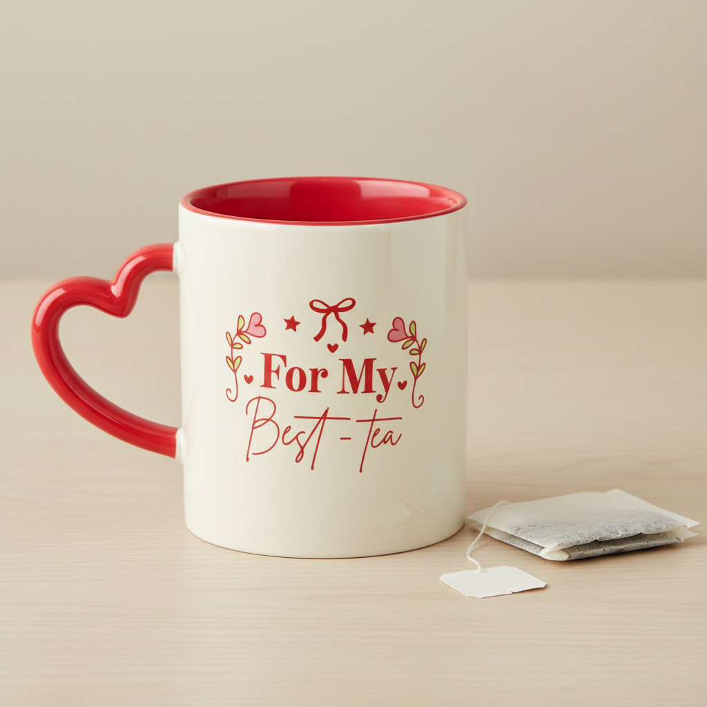 For My Best-Tea Mug with Heart Handle