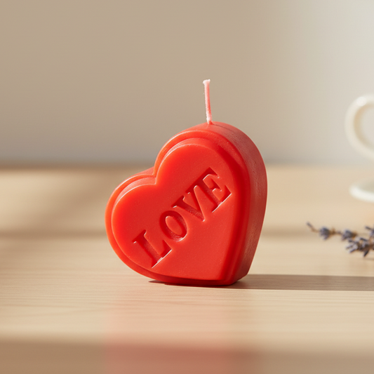 Red Love Heart Shaped Valentine's Day Candle