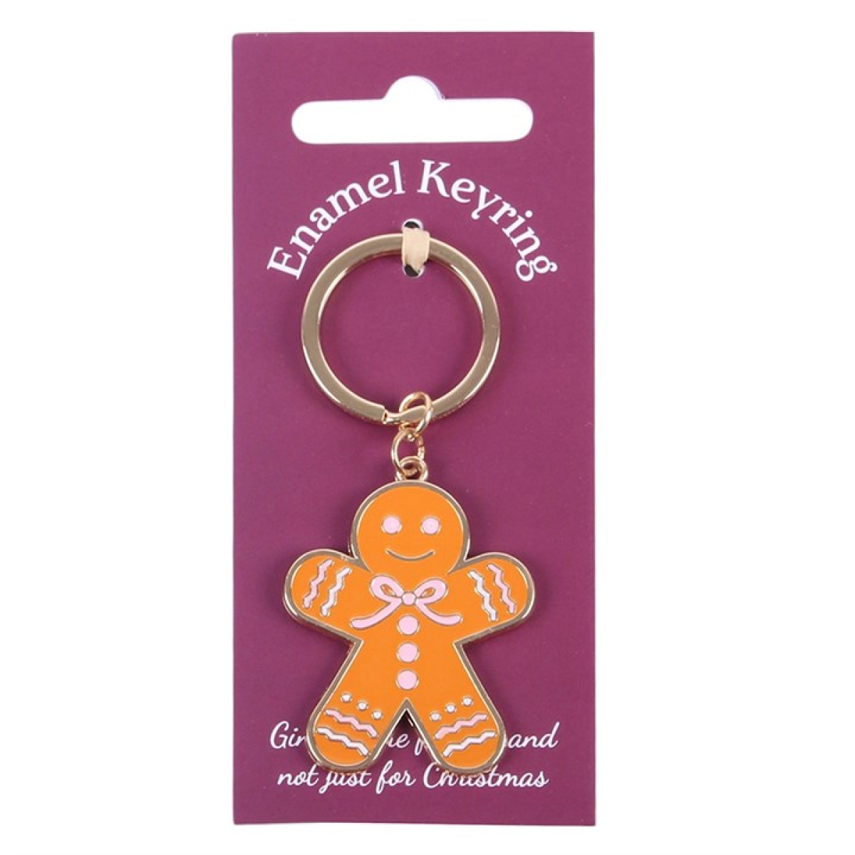 Pink Bow Gingerbread Man Keyring