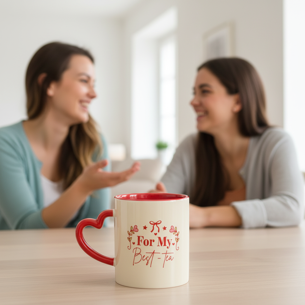 For My Best-Tea Mug with Heart Handle